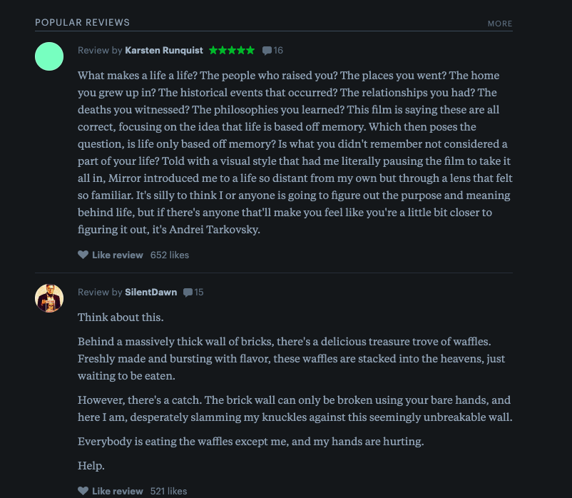Letterboxd Reviews of The Mirror